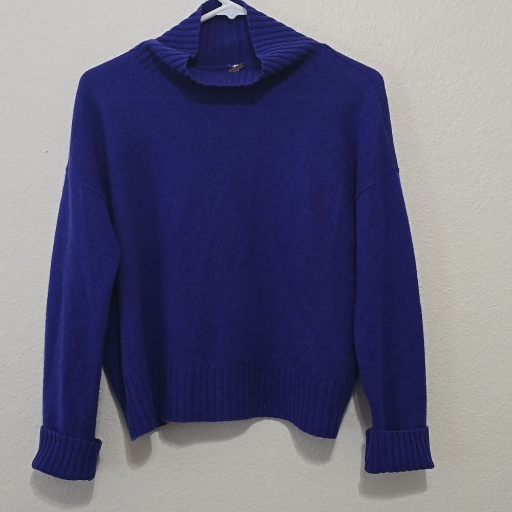 Free People Vibrant Purple Turtleneck Cashmere Sweater